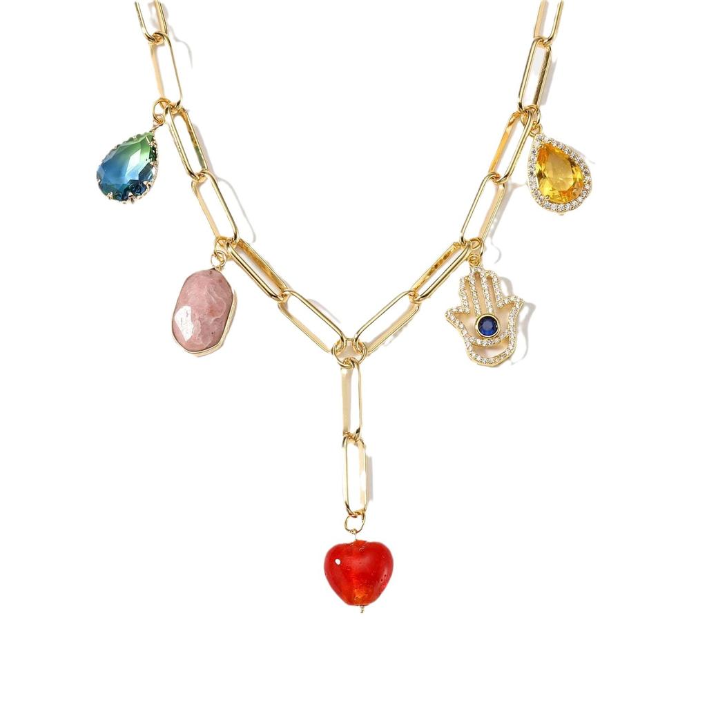 Collier de luxe léger en or véritable 18 carats avec zircon électrolytique, tendance et tempérament féminin, collection printemps et été 2024