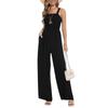 Women's Fashionable Casual Relaxed Square Neck Sleeveless Wide Leg Jumpsuit