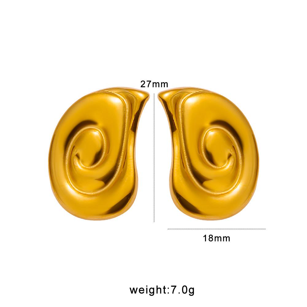 Mei Shi Duo 18K Gold-Plated Stainless Steel Swirl Shell Stud Earrings