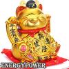 EnergyPower Golden Electric Maneki Neko Ceramic Large Premium Model Cushion Battery USB Gold Hand-painted Handmade Cute Cat Inviting Automatically Its