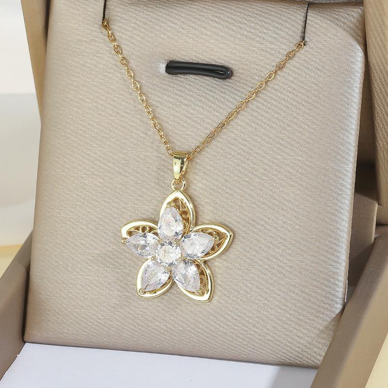 Meier Necklace women's bauhinia jewelry rotating necklace earrings ring