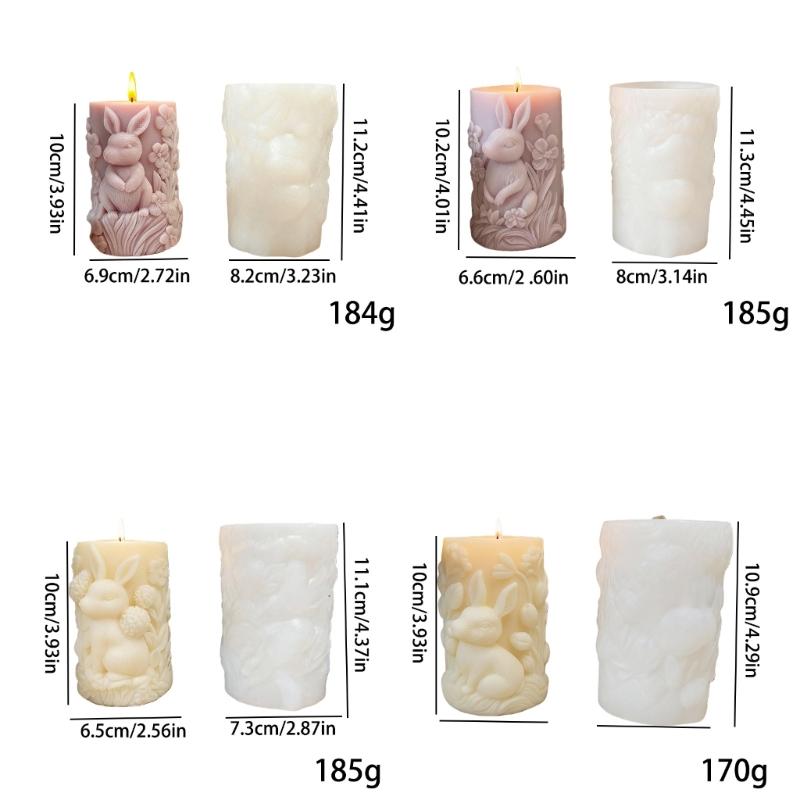Hare Embossed Cylindrical Silicone Mold Holiday Candle Silicone Mould For Epoxy Resin Art Handmade Candle Soap Making