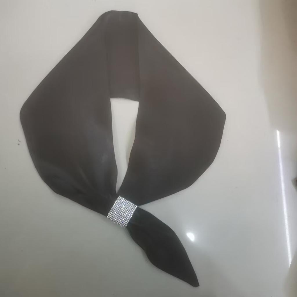 New Fashion Wraps Neck Guard Cross Scarves Solid Color Satin False Collar Cross Neckerchief Silk Scarf