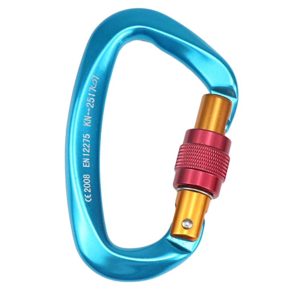 Aviation Aluminum Hammock Safety Carabiner D Type Keychain Buckle Black