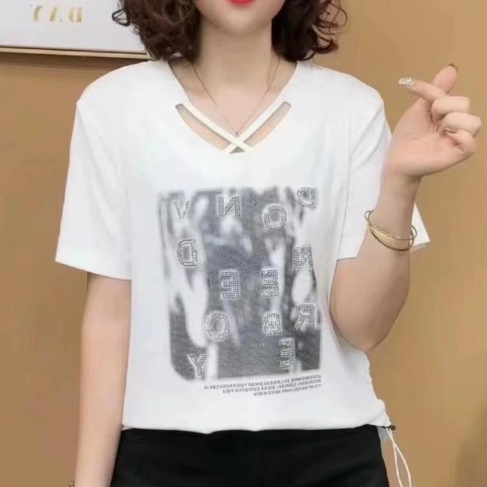 

Футболка с короткими рукавами, женская, летняя, новый стиль, уменьшающая возраст, утягивающая, универсальная, с надписью «Гладильная» 5XL