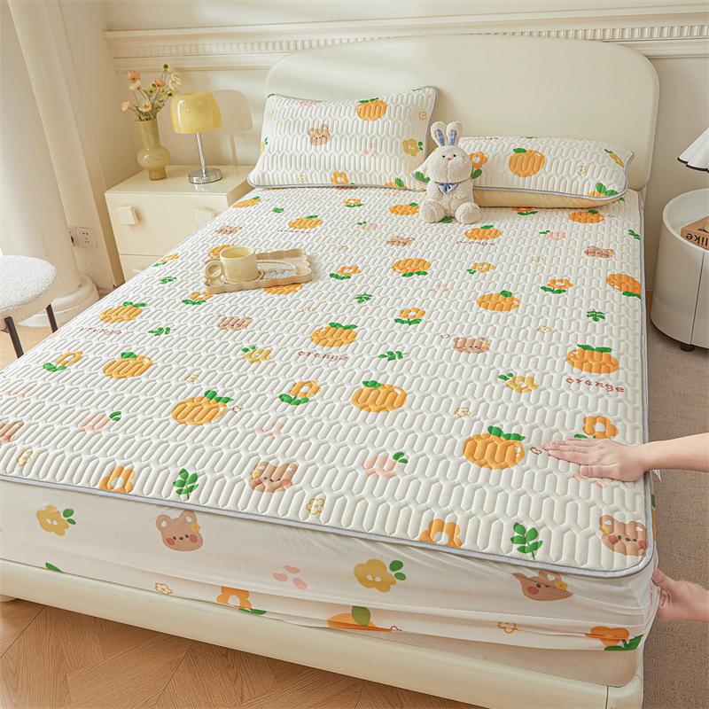 Cartoon Cute Pattern Cooling Fitted Sheet Single Natural Latex Fabric Soft Cushion for Bedding Slow Rebound Non-Slip Mattress