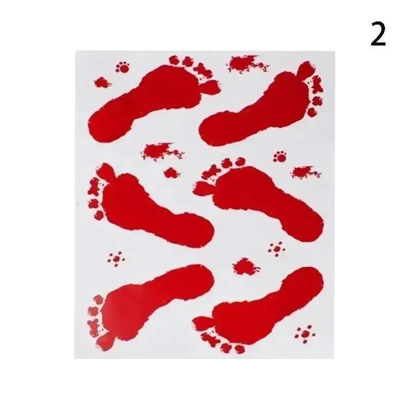 

New Halloween Horrific Blood Hand Foot Wall Sticker Window Glass Sticker Living Room Bedroom Halloween Costume Party Favors 2