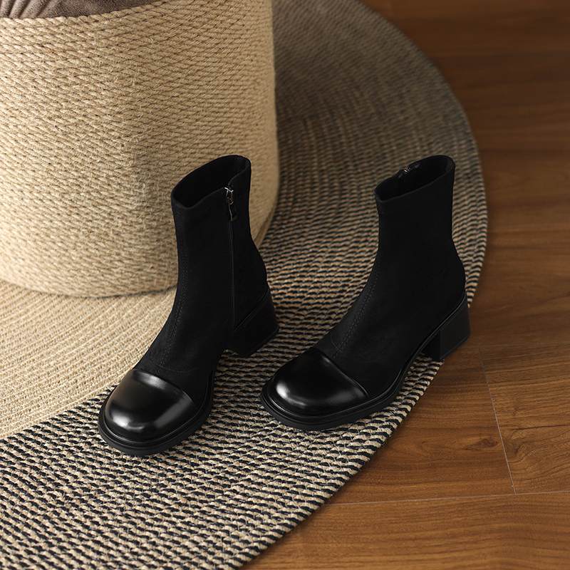 Krazing Pot Flock Winter Round Toe Modern Platform Size 33 Boots Size 43 Women Fashion British School Elastic Ankle Boots