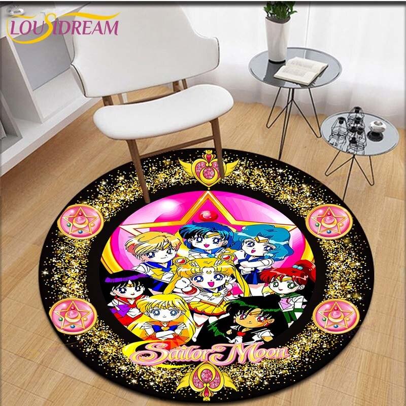 Covor cu imprimeu Anime Sailor Moon Covor de zonă Covor rotund pentru camera de zi Covoraș de flanel Covoraș anti-alunecare pentru copii