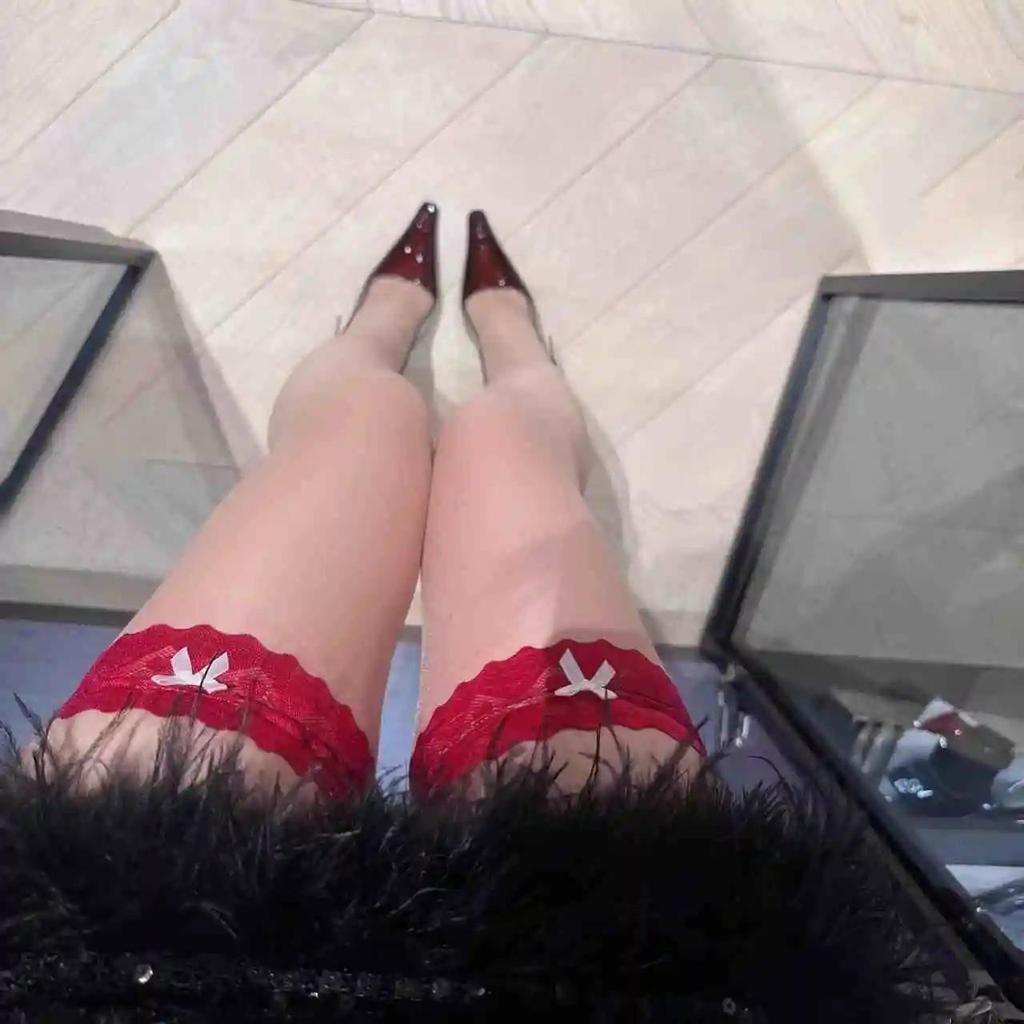 Overknee-Socken Damen Strümpfe Dessous Ultradünne Transparente Oberschenkelhohe Socken Sexy Spitze Schleife Lange Socken Oberschenkelhohe Strümpfe