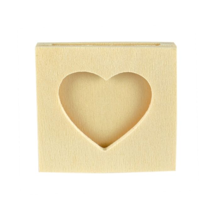 Mini Wooden Clips Photo Frame Heart 4.3 Cm 4 Pieces
