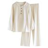 2026 Neues Damen Frühjahr/Sommer Pyjama-Set 100% Baumwolle Hanf Spitzenkragen Reine Baumwolle Langarmhose Hauskleidung Nachtwäsche