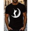 European Size Golfing On The Moon Print T Shirt, Tees for Men, Casual Short Sleeve T-shirt for Summer