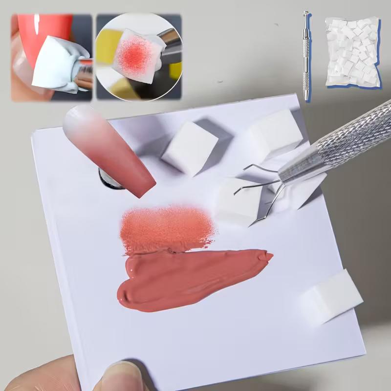 100pcs Pat-pat Gel Sponge Block, Grab-grab Clip, Nail Art Gradient Blush, Mini Tofu Block, Nail Salon Dedicated Grab-grab Pen