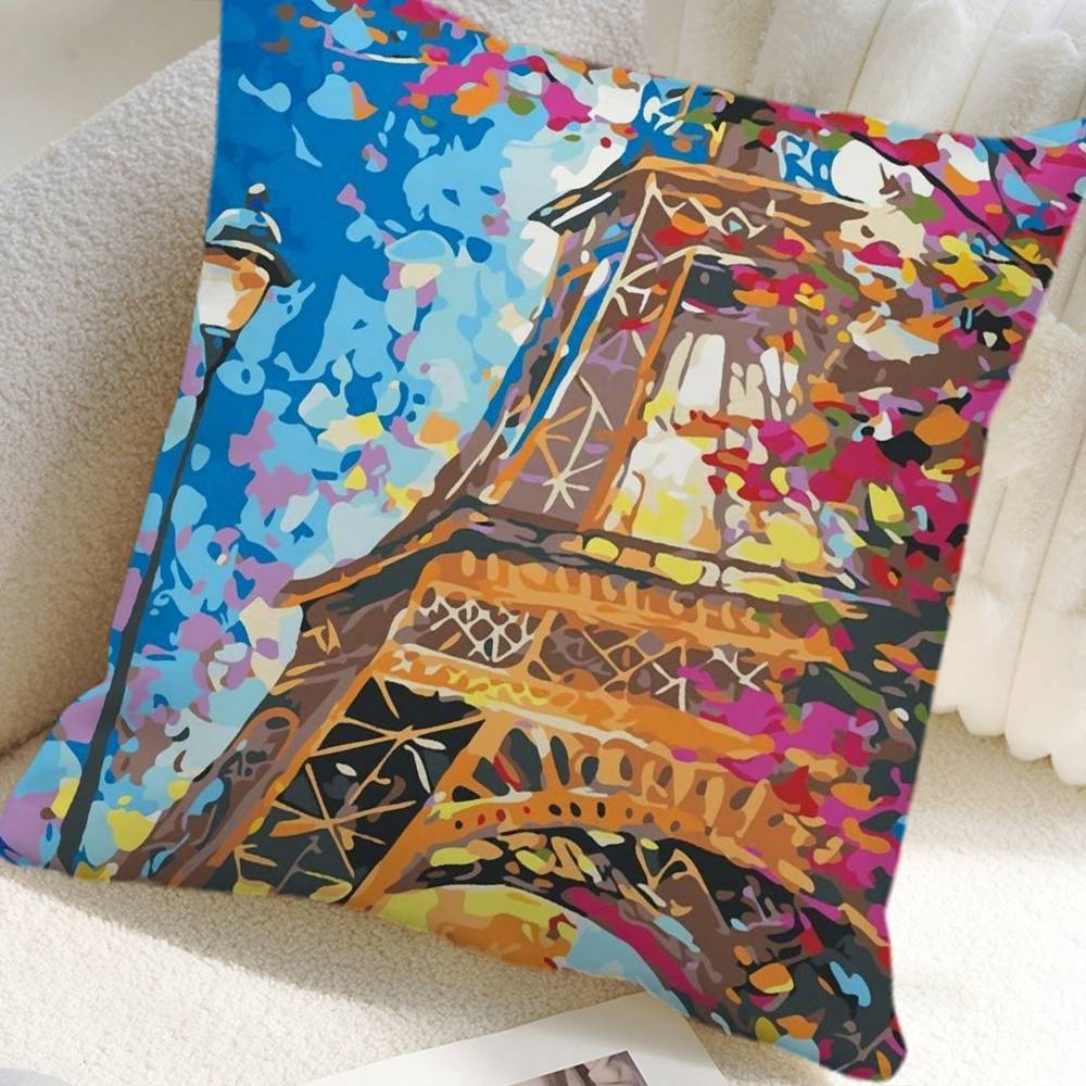 Paris Eiffel Tower Pillow Case Square Pillow Bedroom Sofa Leisure Comfort Cushion Car Home Decoration
