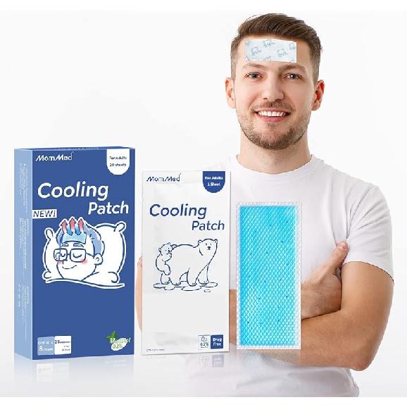 Cooling Patch, Fever Patch for Men,20 Sheets Unscented Fever Cooling Gel Patch for Fever Discomfort,Heat Relief,Drug Free,Fever Reducer,Fever Male 20 Count