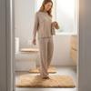 Bathroom Rug Set 3 Piece Includes Non Slip Bath Mat Contour Rug and Toilet Lid Cover Soft Shaggy Microfiber Absorbent Mat for Home Hotel Use