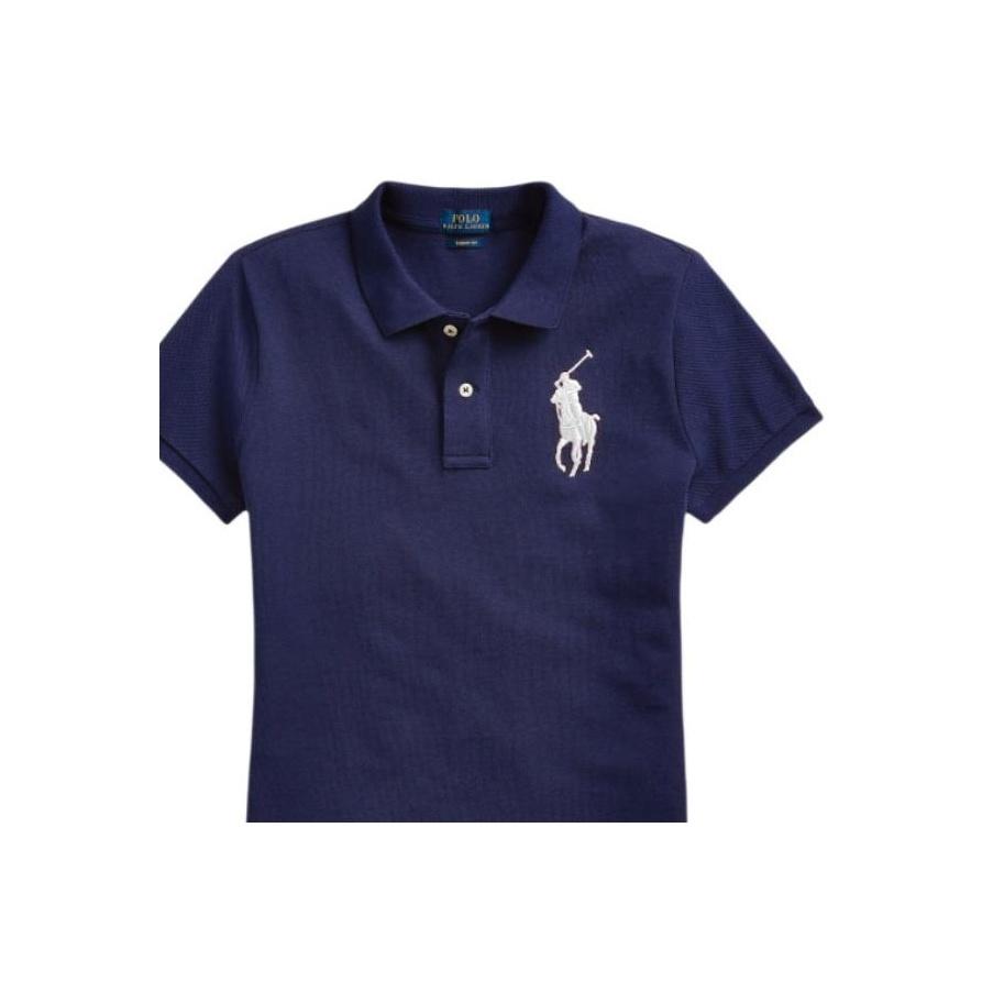 Polo Ralph Lauren Logo Embroidered Casual Slim Fit Short Sleeve Polo Shirt Women Tops Dark-Blue 211661697-002