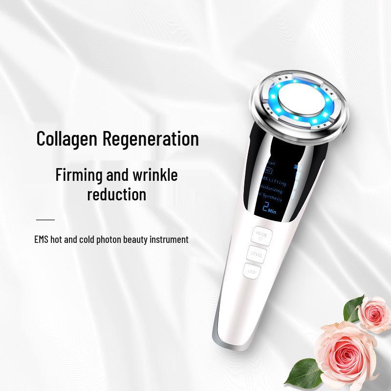 Home Facial EMS Microcurrent Beauty Device: Hot/Cold Vibration Massage Instrument