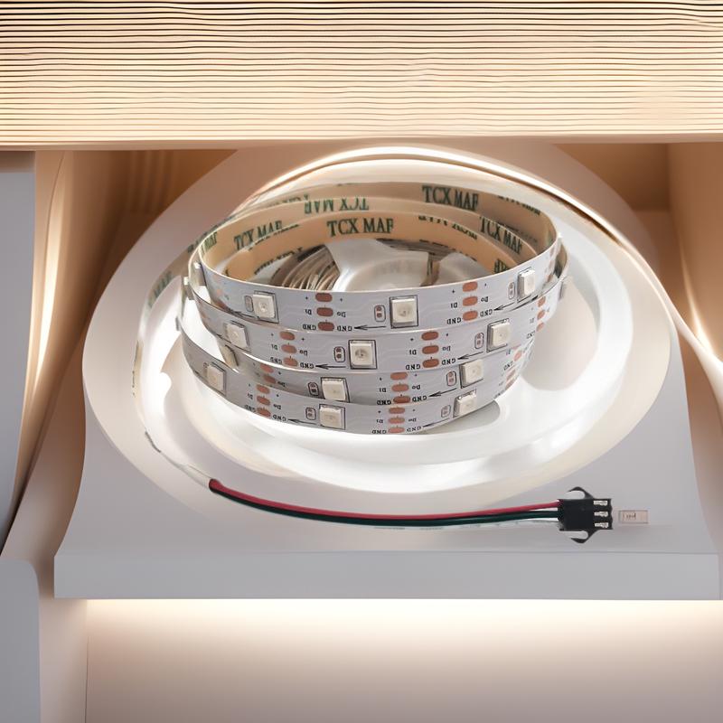 5050 LED Light Strip, 30 LEDs/m, Colorful Chasing, 5V Remote Control, Audio Reactive, Decorative, Cuttable