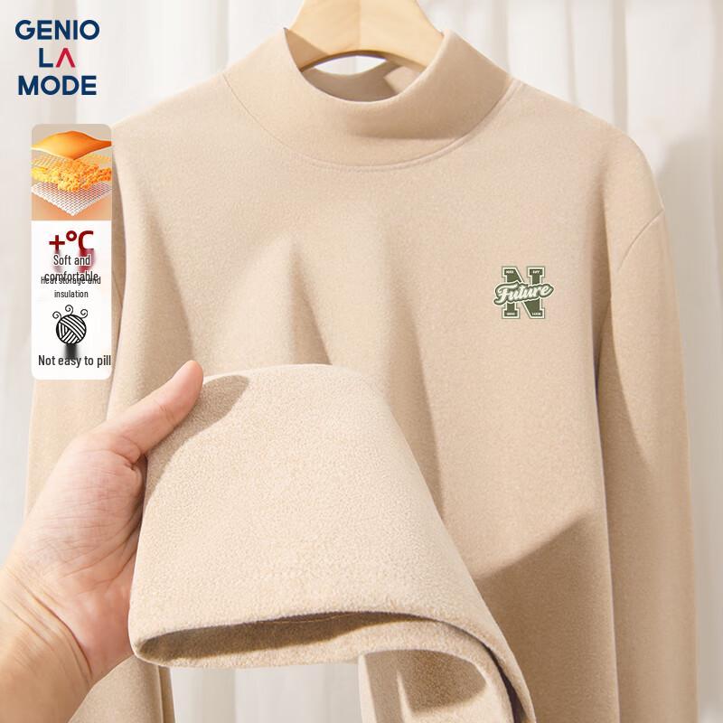 GENIOLAMODE Men s Thermal Double-Sided Velvet High-Neck T-Shirt M