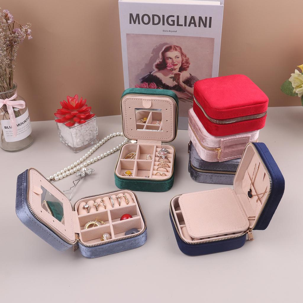 Clever Compartmentalized Design Small Body Hand Moving People Velvet Multifunctional Protection Jewelry Double Storage Box