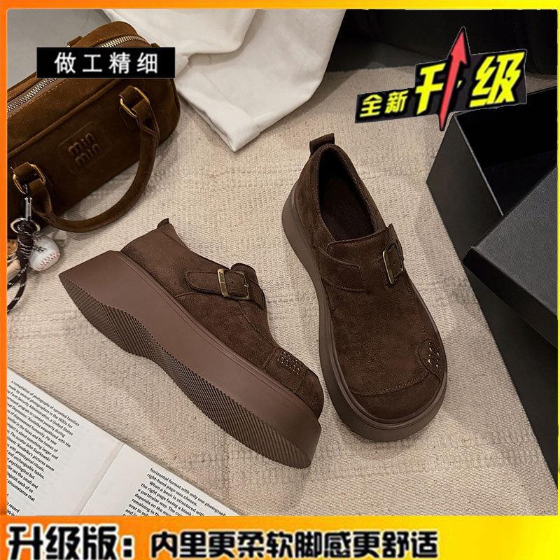 Muffin Thick-soled All-inclusive Women's Shoes Autumn New Small Height-increasing Leather Single Shoes
