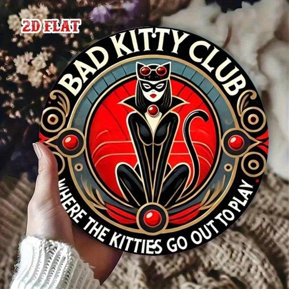 Metal Poster Bad Kitty Vintage Black Cat Wall Art Decor for Home Bar Garage