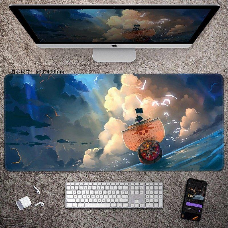Animation Office Luffy Roronoa Zoro E-sports Gaming Table Mat ONE PIECE Leather Mouse Pad Boys Oversized Computer Keyboard Pad