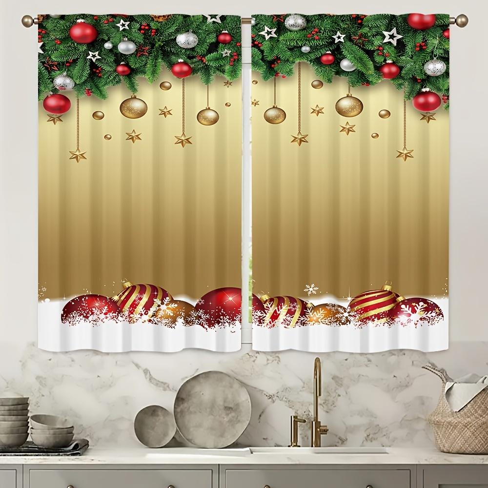 2szt choinka złota czerwona świąteczna kula wzór płatka śniegu zasłona z haczykiem nadaje się do salonu kuchnia, jadalnia