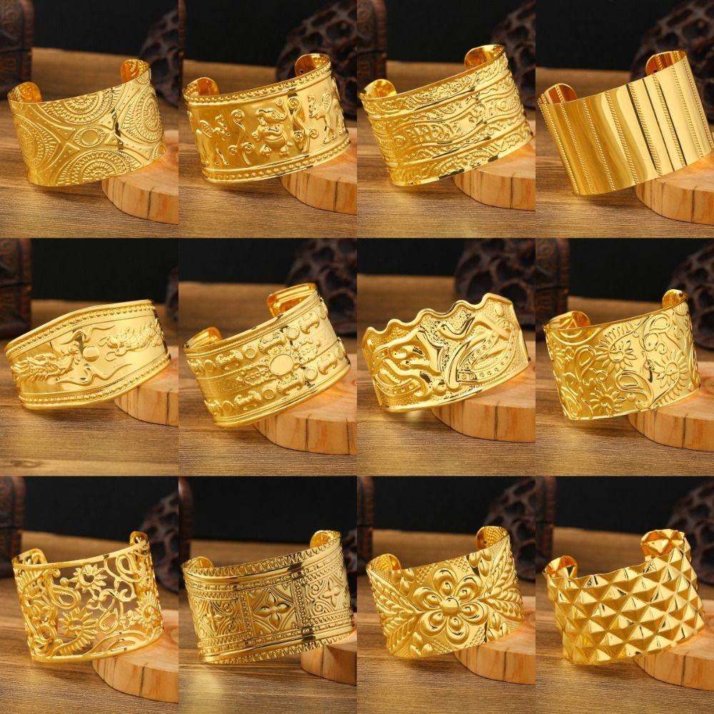 Vintage Golden Wide Bracelet Ethnic Bohemian Bangles  The Water-Sprinkling Festival