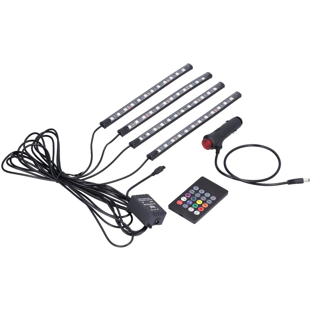 Interior Car Light Color Remote Music Control RGB Light Source IP65 Waterproof 48 LEDs Plug and