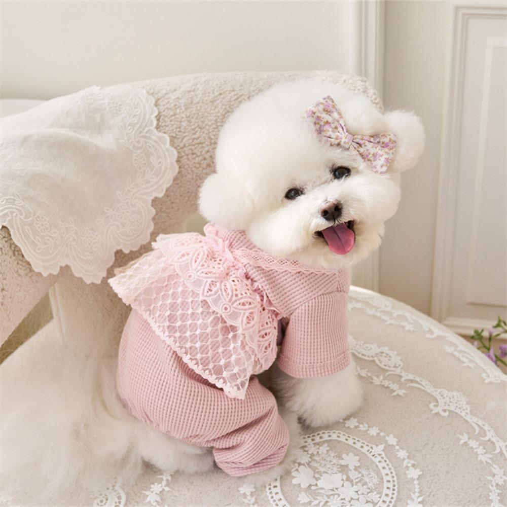 

Lace Camisole Pet Spring Summer Jumpsuit Soft Pet Four Legged Coat Dog Pajamas Small Animal S розовый