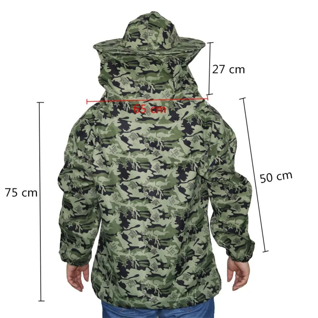 Bee-Proof Suit and Gloves Kit Camouflage Half-Length Breathable Bee Clothes with Hat Outdoor Beekeeping Protective Tools 1 Set