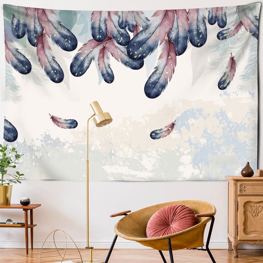 

Психоделический гобелен с перьями, настенный художественный богемный стиль, тапиз, хиппи, красочный, загадочный, для спальни, домашнего декора 95x70cm