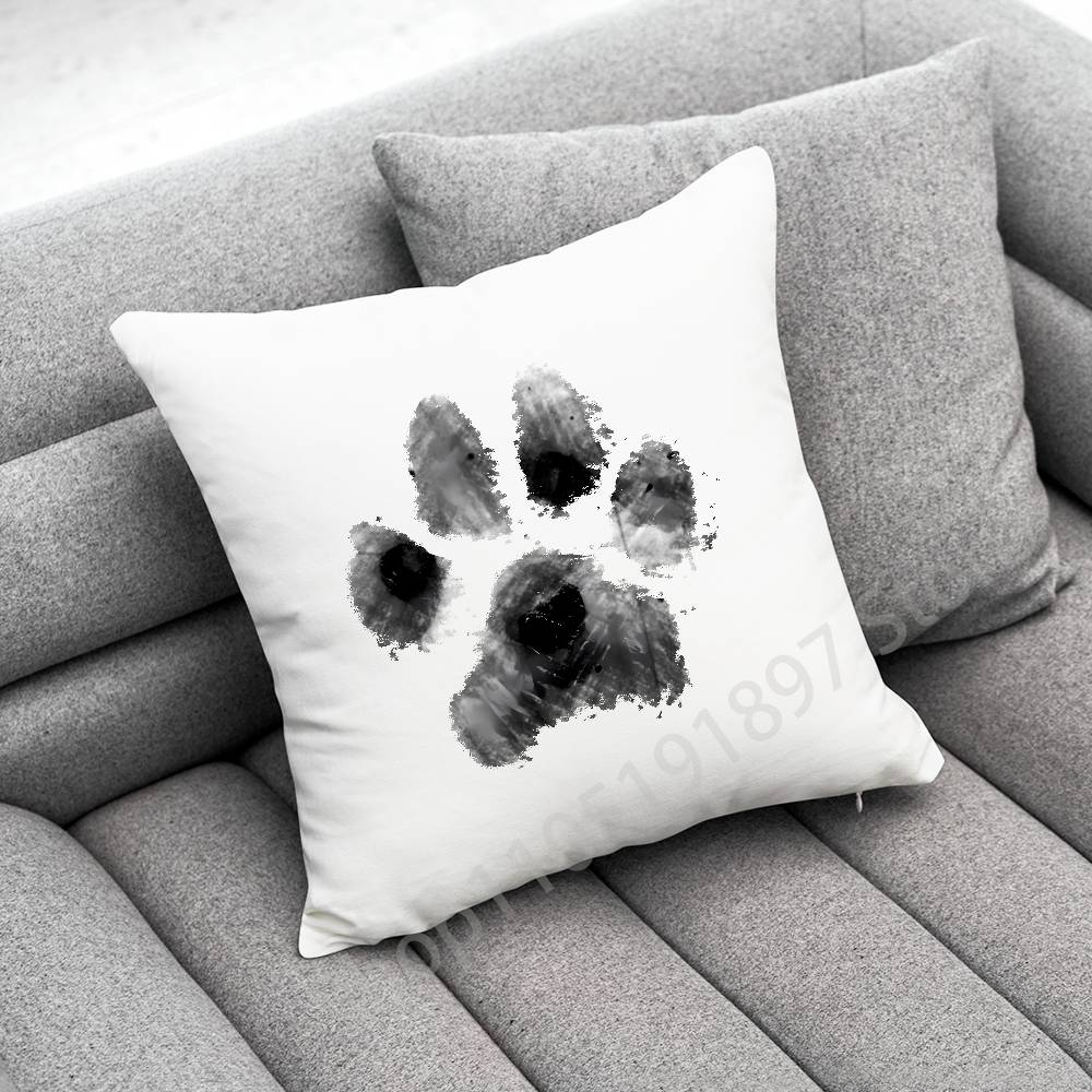 Dog Footprints Puppy Paw Print  Throw Pillow Case For 50x50cm 30x30cm 55x55cm 45x45cm 40x40cm Square Bed Pillowcase Cover