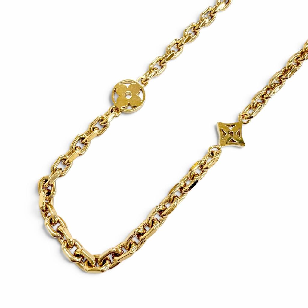 Excellent LOUIS VUITTON Necklace Chain LV Yours Monogram flower gold mens M02740 Used