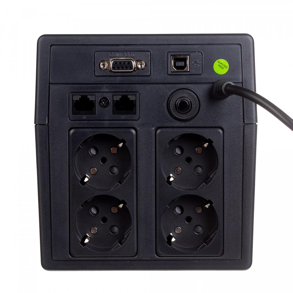 Zasilacz awaryjny UPS DIGITUS Line-Ineractive LED 1000VA/600W, 2x12V/7Ah, AVR, 4x Schuko CEE 7/3, 2x RJ11, 1x USB 2.0 typ B