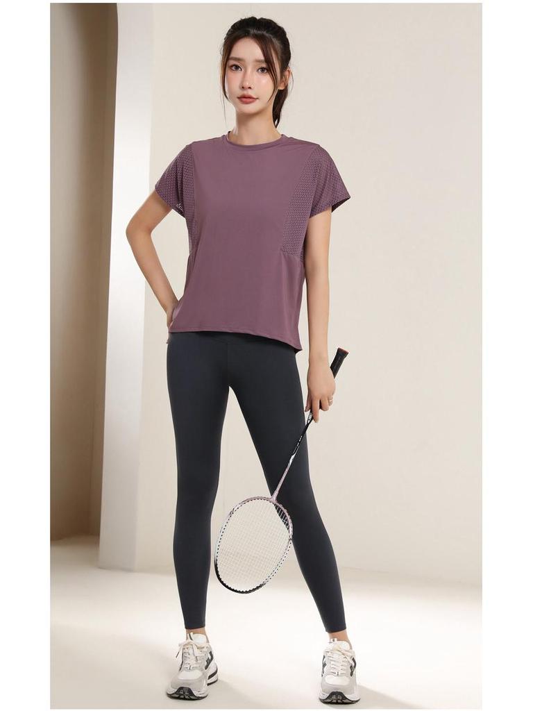 Women's Versatile Slimming Mesh Yoga T-Shirt: Loose, Casual, Short Sleeve Summer Fitness Top