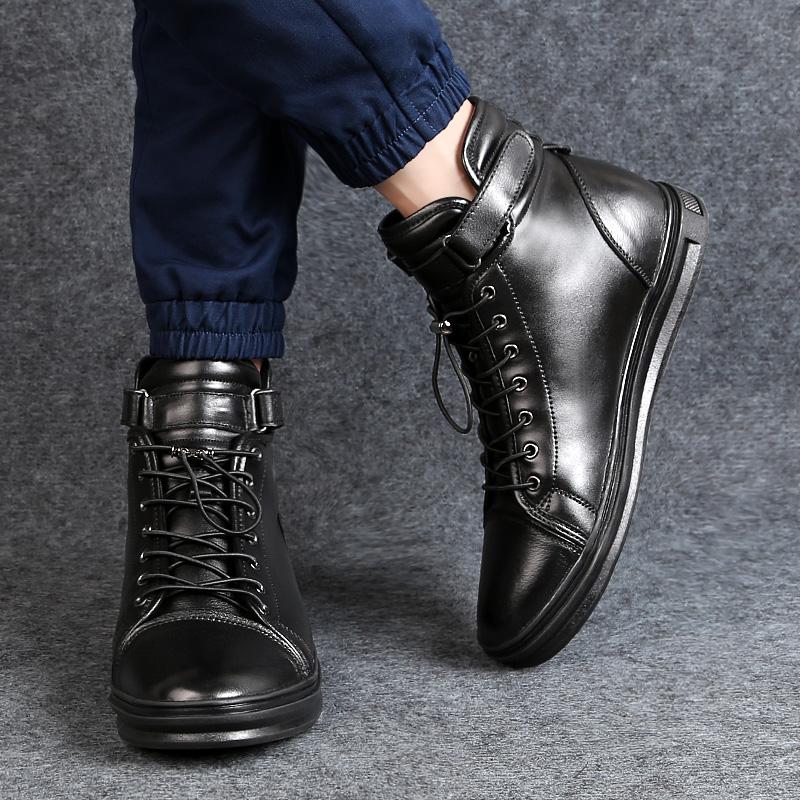 Buty męskie na deskę z wysoką cholewką Jesienno-zimowe Modne wszechstronne style projektowe Impreza biurowa outdoor ciepłe Buty ze skóry naturalnej