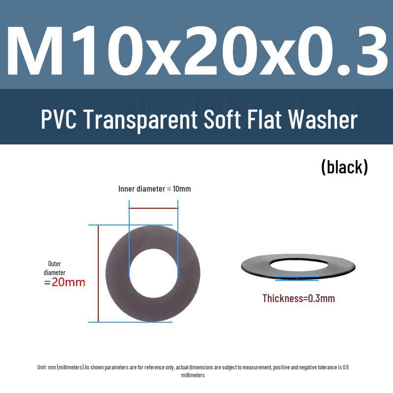 Yigu Black PVC Insulating Waterproof Flat Washer (M2-M10, M4-M5)