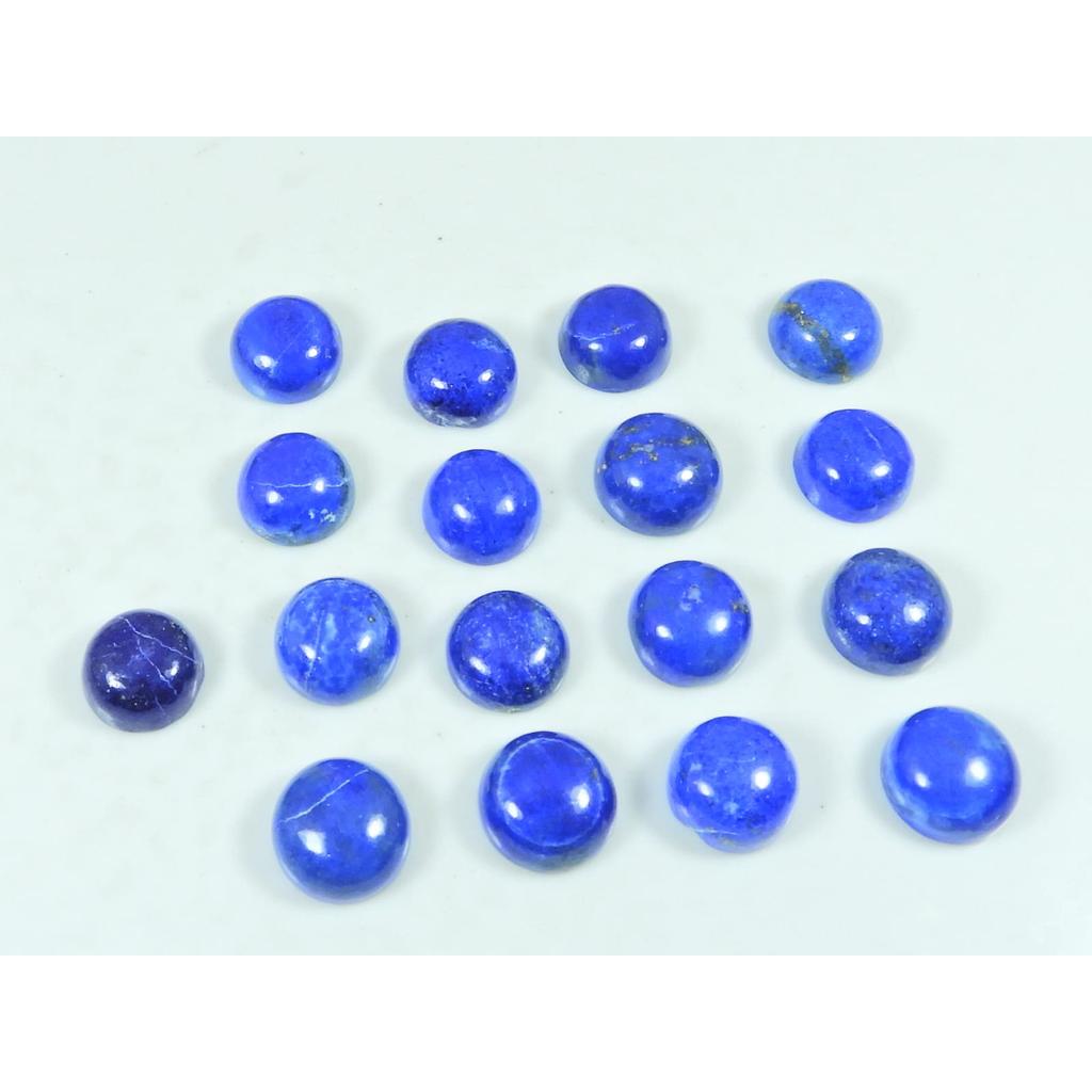 10X10MM Natural Lapis Lazuli Round Cabochon Loose Gemstone 17Pcs Lot 78Cts. C-3762