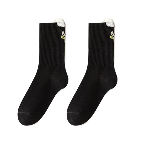 Yousheng Cute Crew Socks Cartoon Embroidery Silly Socks Ribbed Casual Funny Socks with Plush Ears for Women Christmas Gift