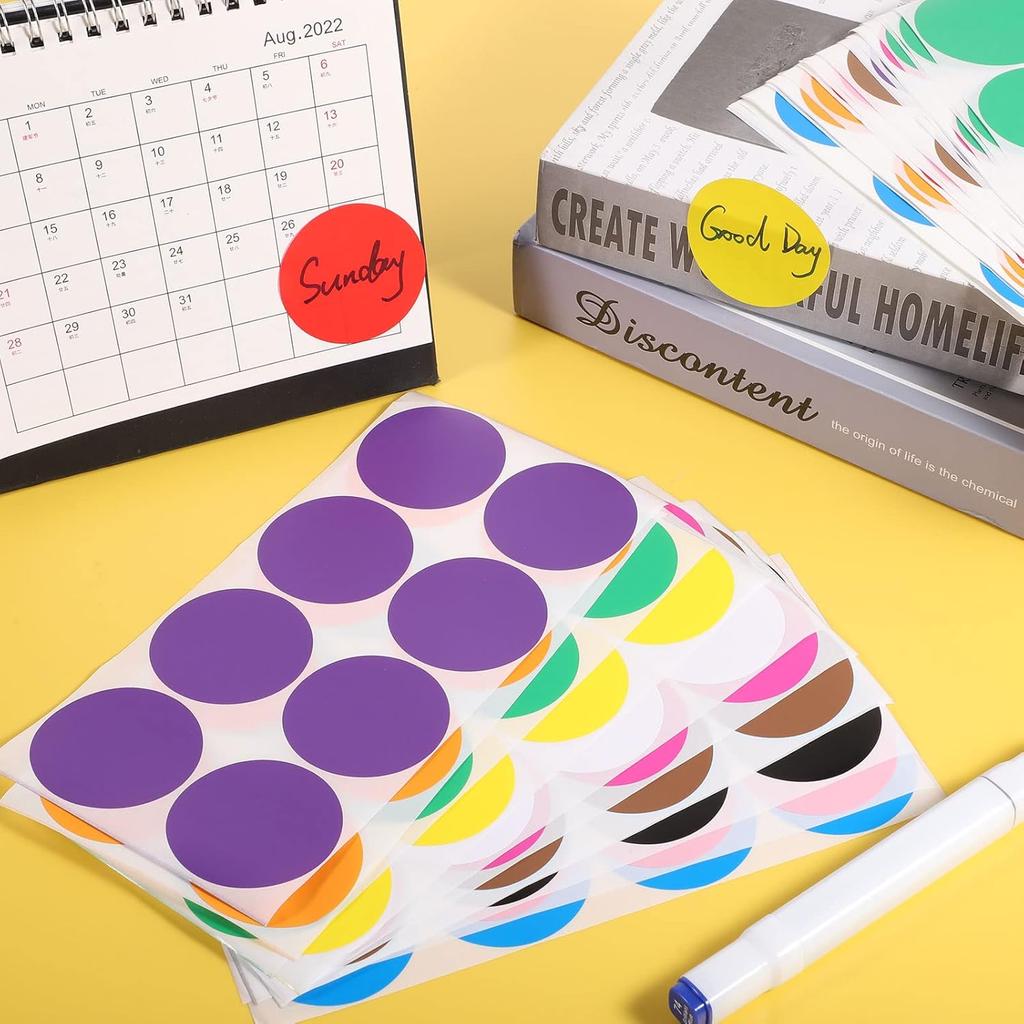 480 Pcs 2 Inch Colored Dot Stickers Round Color Coding Label Sticker Circle Moving Sticker Labels, 12 Assorted Colors Dot Stickers for Boxes Coloring