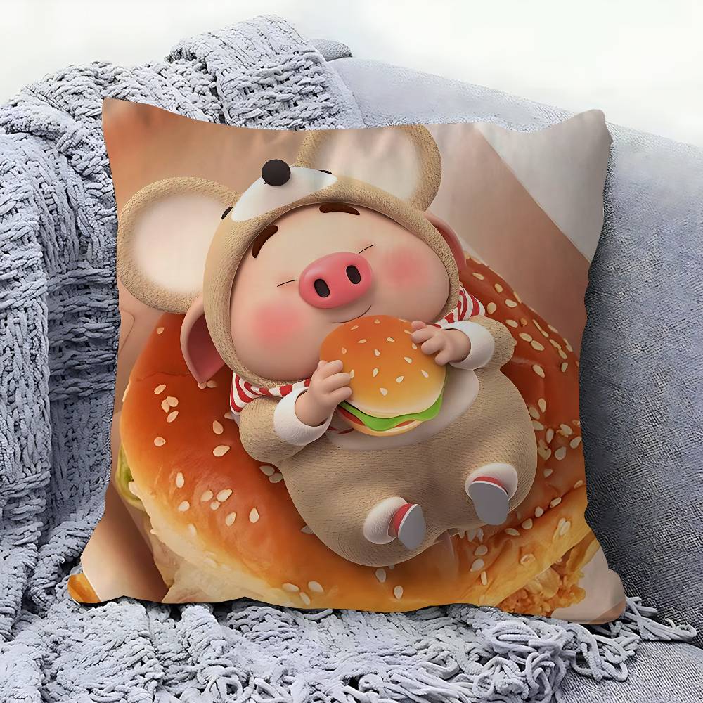 

CUTE Pig Stitch Lucky Dragon Pillow Cover Sofa Cushion Cover Home Room Decoration Children Gift 16x16Inch