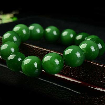 Natural 10mm Dark Green Faux Jade Round Beads Stretchy Bangle Bracelet Gift