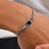 Fashion Chic Square Acrylic Charm Bracelet, Silver Gold Color Stainless Steel Twist Chain Bracelet, Minimalist Jewelry for Men