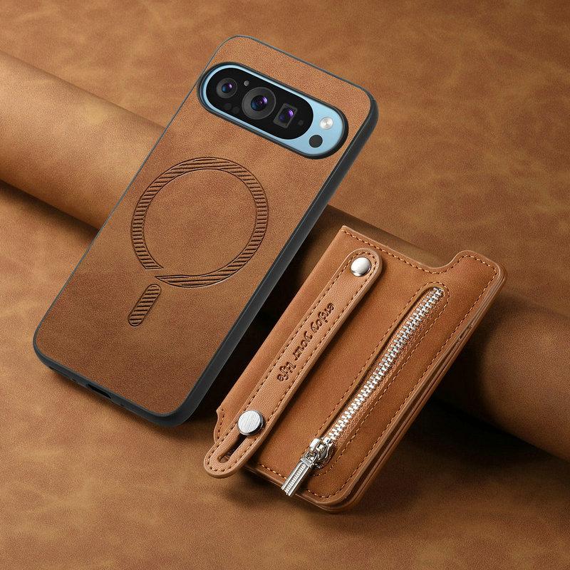 Magnetische abnehmbare 2-in-1 Leder-Kartenhülle für Google Pixel 10 9 Pro XL Pixel9 8 A 7A 8A 9A Pixel8 7 5G Reißverschlusstasche Rückabdeckung