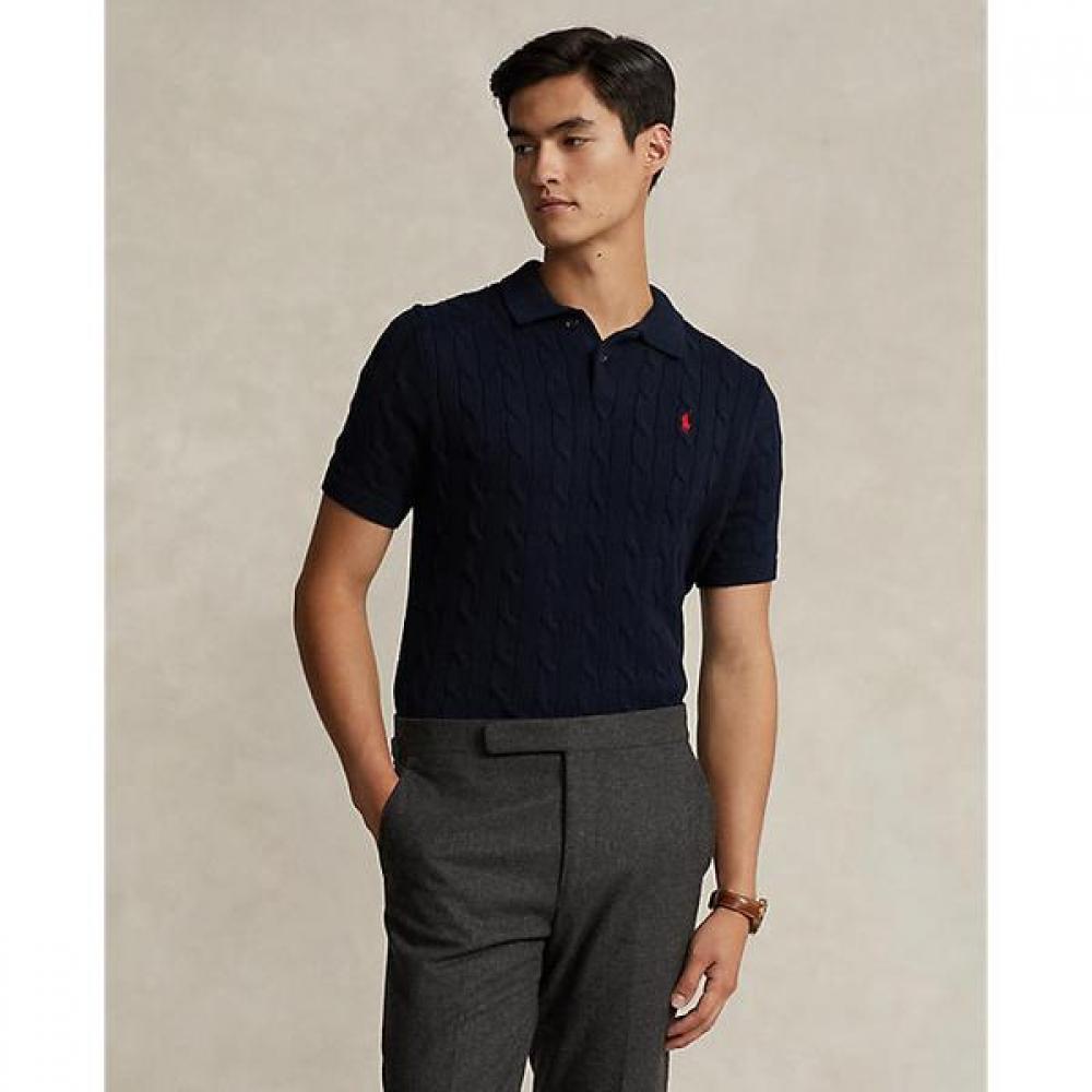 Polo Ralph Lauren Men Cable Knit Cotton Polo Collar Sweater  Mnposwe1n820014400 XS