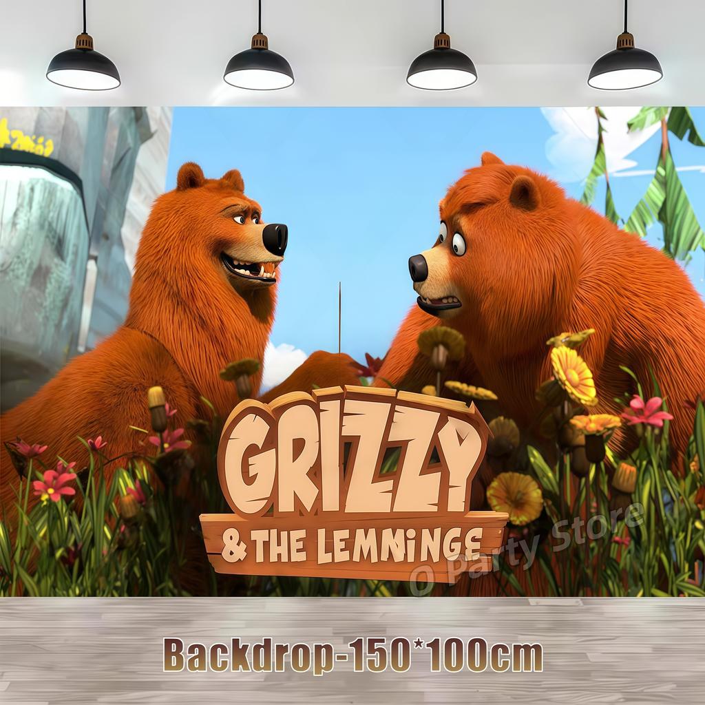 Grizzy a Lemingové Narozeninová Oslava Dekorace Banner Balónky Pozadí Dortové Ozdoby Dětské Dárky Sprchy pro Miminka Dekorace Potřeby